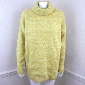 Staccato Your Best Bet Cowl Turtleneck Sweater M Yellow Green Chartreuse Knit